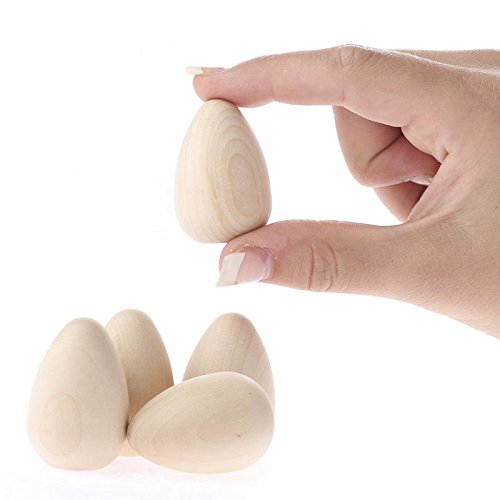 Pack of 54 Unfinished Wood Eggs with Flat Bottoms by Factory Direct Craft - Wooden Natural Blank Eggs for DIY Easter Holiday Crafts - Size: 1-5/8" H - WoodArtSupply