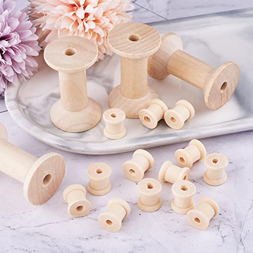250pcs Wooden Empty Thread Spools Unfinished Wood Cylinder Wire Weaving Bobbins for Arts Crafts Cord Roll Sewing Stitch Embroidery Floss Thread EEE ELECRELIVE