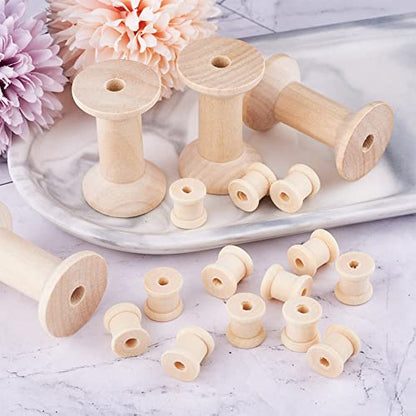 250pcs Wooden Empty Thread Spools Unfinished Wood Cylinder Wire Weaving Bobbins for Arts Crafts Cord Roll Sewing Stitch Embroidery Floss Thread - WoodArtSupply