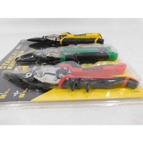Stanley 3 Piece FatMax Aviation Tin Snip Set with Chrome Molybdenum Steel Blades, Auto Retractable Handles, and Color Coding for Home Improvement Stanley