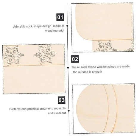 ABOOFAN 3pcs Tag Decor Socks Unfinished Wood Slices Unfinished Wood Chip DIY Supplies Blank Wood Slices Wood Chip for DIY Blank Wood Chip Wooden ABOOFAN