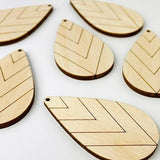 ALL SIZES BULK (12pc to 100pc) Unfinished Wood Cutout Wide Chevron Lines Sectioned Teardrop Tear Drop Earring Jewelry Blanks Crafts Made in Texas Texan Wood Crafts