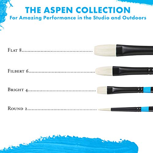 Princeton Aspen, Series 6500, Synthetic Paint Brush for Acrylics and Oils, Professional 4-Piece Set - WoodArtSupply