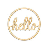 Woodums Circle Hello Script Wood Sign Décor Wall Art for Gallery Wall or Front Door Entryway - Unfinished 24" Woodums