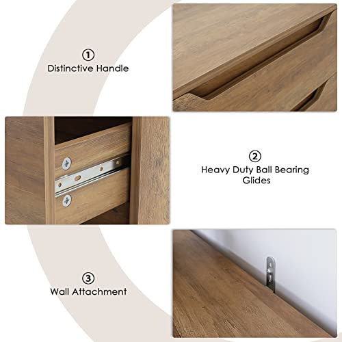 HOSTACK Modern 4 Drawer Dresser, Chest of Drawers with Storage, Wood Storage Chest Organizers with Cut-Out Handles, Accent Storage Cabinet for Living HOSTACK