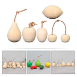 Artibetter 5pcs Unfinished Wooden Peg Dolls Unpainted Pear Apple Lemon Cherry Figure Wooden Fruits Decoration for Craft Thanksgiving Christmas Home ARTIBETTER