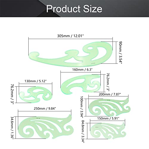 Utoolmart French Curve Ruler Set, Plastic Drawing Templates,Geometric Drawing Tools for Office and School,Building Formwork Drawings Templates Clear Utoolmart