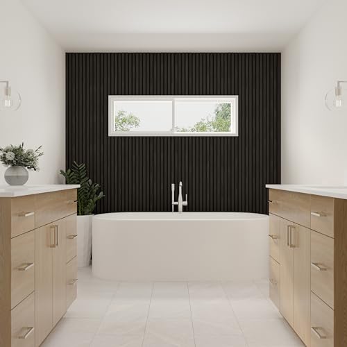 DOGBERRY 2 Pack Acoustic Wood Wall Panels, Decorative Soundproof Panels for Walls and Ceiling,n, 3D Slat Wood Wall Panels (94.49” x 25.4” Total DOGBERRY