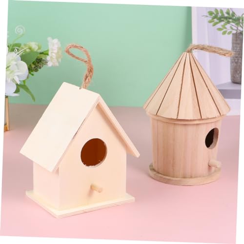 SEWOART 3 Pcs Bird Houses for Outside Kit Kids Kits Bird Boxes Garden Outdoor Birds Accessories Mini Birdhouse Birds Hut Bed Unpainted Birdhouse DIY - WoodArtSupply