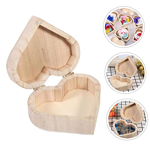 NOLITOY 3pcs Unfinished Treasure Chest Ring Chest Organizer Wooden Jewelry Holder Jewelry Organizer Tray Wooden Holder Wooden Case Heart Case Ring NOLITOY