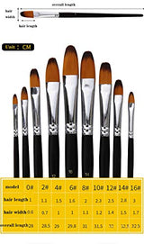Artist Paint Brushes Set,9 Pcs Professional Filbert Brushes for Acrylic Oil Watercolor Gouache Painting Kits with Long Handle Nylon Hair Black HOJIBOFA