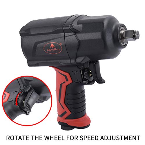 AEROPRO TOOLS 1/2-Inch Composite Air Impact Wrench(A301), Twin Hammer, 1200FT-LBS Max Loosening Torque, 7000RPM, Heavy Duty Pneumatic Impact Gun, for AEROPRO TOOLS INC