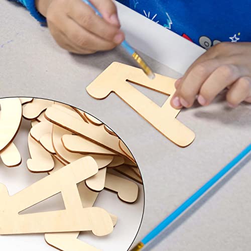 JAPCHET 104 Pieces 4 Inch Wood Wooden Letters, Unfinished Decorative Paintable Wood Craft Alphabet Cutout Capital Wooden Letters for Painting, Home JAPCHET