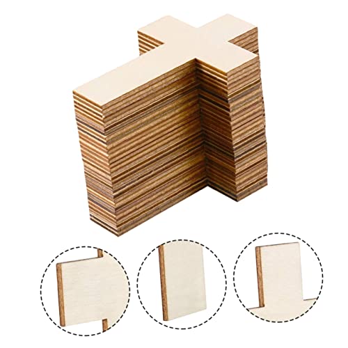 SEWACC 90 Pcs Easter Cross Holy Thursday Decoration Blank Wood Cutouts Unfinished Wood Cross Cutouts Wood Disc Unfinished Cross Cutouts Wood Chips SEWACC