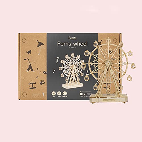 Rolife Ferris Wheel Music Box 3D Wooden Puzzle Kit for Adults and Kids Rolife