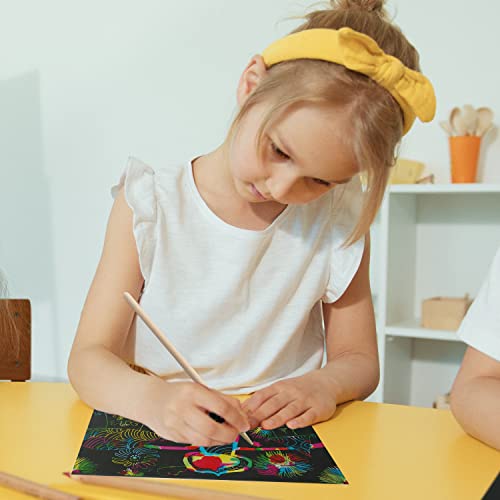 pigipigi Art Crafts Set for Kids: 60 Pcs Rainbow Scratch Paper Art