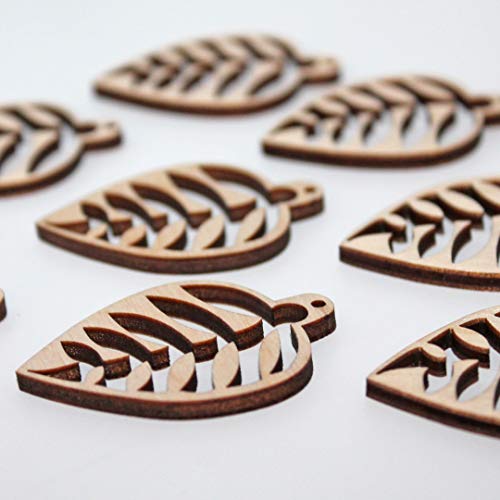 ALL SIZES BULK (12pc to 100pc) Unfinished Wood Wooden Laser Cutout Long Leaf Dangle Earring Jewelry Blanks Shape Crafts Made in Texas Texan Wood Crafts