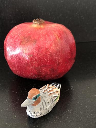 Selsela Eurasian Teal Wooden Duck Figurine - Miniature Bird Statue Handmade Carving Home Decor Decoration Decoy Small Animals Selsela