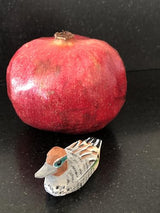 Selsela Eurasian Teal Wooden Duck Figurine - Miniature Bird Statue Handmade Carving Home Decor Decoration Decoy Small Animals Selsela