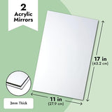 Bright Creations 2 Pack Acrylic Mirror Sheets for Wall Decor, 3mm Shatter Resistant Frameless Tiles for Mounted Mirror, Bedroom, Home Gym, Bathroom, Bright Creations