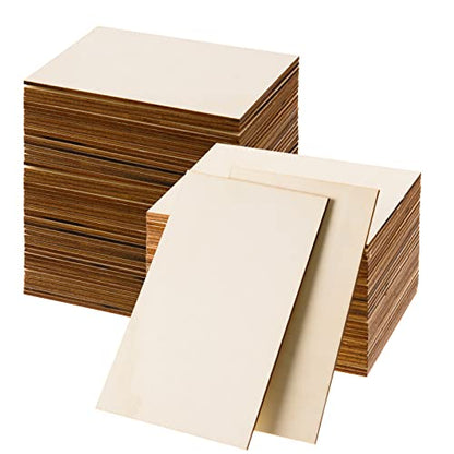 120 Pcs Rectangle Unfinished Wood Pieces 4 x 6 Inch Blank Basswood Sheet Craft Wood Sheets Board Unfinished Wood Rectangles for Crafts Wooden Cutouts