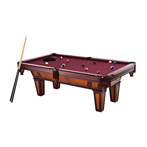 Fat Cat by GLD PRODUCTS Reno 7.5â€™ Pool Table with Dark Cherry Finish and Wine Colored Cloth, Accuslate Billiard Surface for Consistent Straight Fat Cat by GLD Products