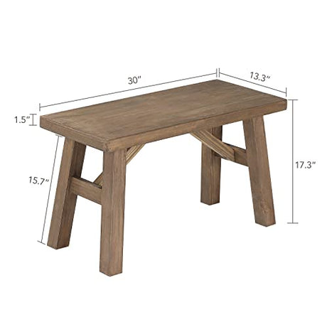 Sawmill Wood Bench, Farmhouse Entryway Bench for Living Dining Room, Rustic Entry Way Benches Seat, Solid Wood, Handcraft Finshed, Natural Wnutrees