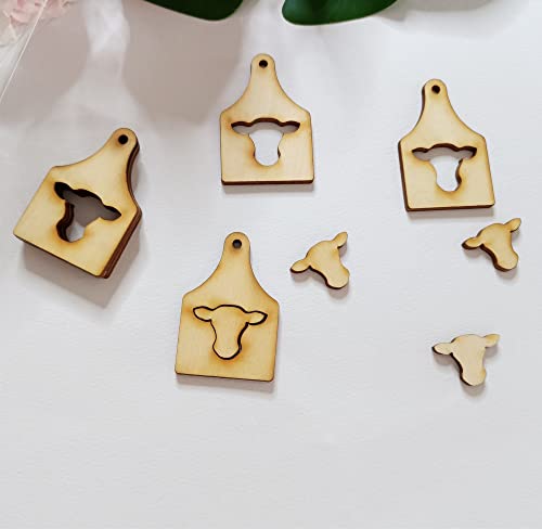 40pcs of Wood Cow Head Earring Blanks,Blank Sublimation Cow Tag/Post/Stud Animal Earrings (2'') - WoodArtSupply