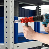 POWLAB Professional Rivet Gun Adapter Kit - Cordless Riveting Drill Tool with 4 Rivet Heads & 200 Blind Rivets - Easy Processing for Pop Rivets - POWLAB