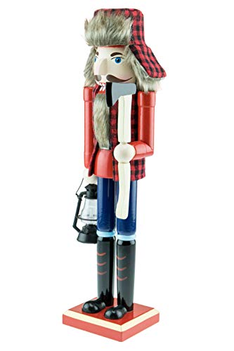 Clever Creations Lumberjack 15 Inch Traditional Wooden Nutcracker, Festive Christmas Décor for Shelves and Tables