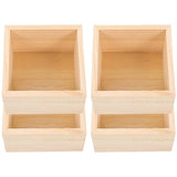 Yardwe 4Pcs Wooden Box, Unfinished Small Square Wooden Box, Rustic Wooden Box, Organizer Container for DIY Crafts, Collectibles, Succulents, Desktop Yardwe