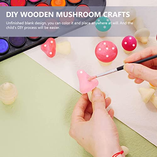 Yardwe 1 Box Wooden Mushroom Ornament DIY Wooden Crafts Wooden Mushroom Models Kids Arts and Crafts Wooden Mushrooms Acorns for Crafts Unpainted Wood Yardwe