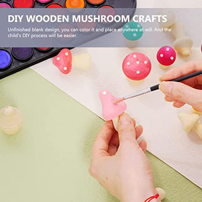 Yardwe 1 Box Wooden Mushroom Ornament DIY Wooden Crafts Wooden Mushroom Models Kids Arts and Crafts Wooden Mushrooms Acorns for Crafts Unpainted Wood - WoodArtSupply