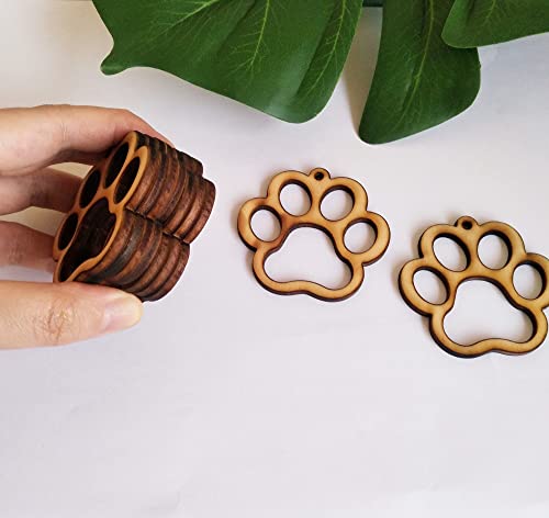 30PCS Dog Paw Print Unfinished Wood Earring Blanks, Tiger Paw Print Jewelry Making Crafts, DIY Project Wood, Dangle Earrings Jewelry Blanks (1.5'') XIAOYUE