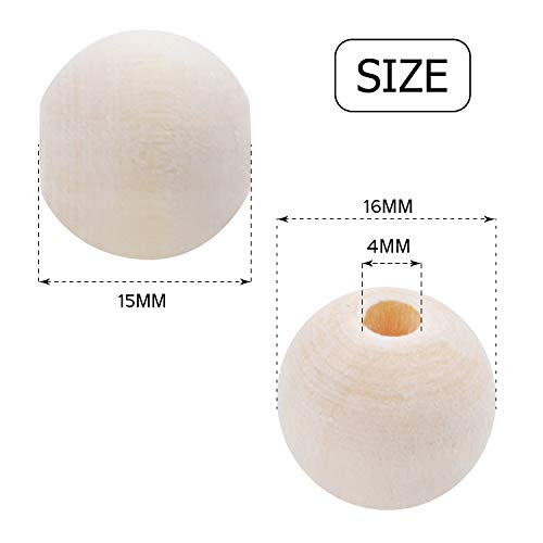 200pcs 16mm Wood Beads Natural Unfinished Round Ball Wooden Loose Beads Wood Spacer Beads for DIY Crafts Jewelry Making Handmade Decoration Jdesun