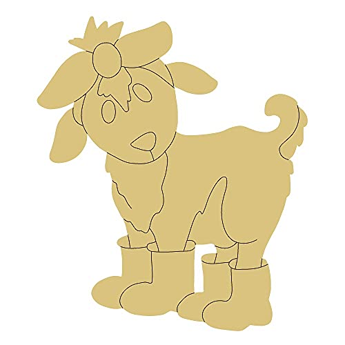 Goat Design by Lines Cutout Unfinished Wood Goat Farm Theme Kids Nursery Home Décor Door Hanger MDF Shape Canvas Style 8 Art 1 (18") Diverse Woodworking