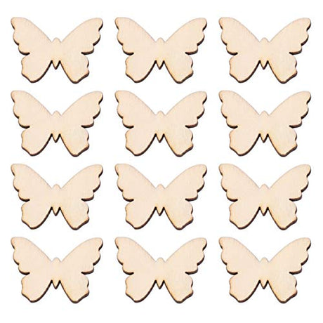 Garneck 100pcs Mini Wood Shapes Unfinished Wooden Scrapbooking Embellishments Butterfly Cutouts for Card Gift Tag Home Decoration Garneck