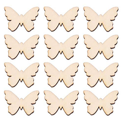 Garneck 100pcs Mini Wood Shapes Unfinished Wooden Scrapbooking Embellishments Butterfly Cutouts for Card Gift Tag Home Decoration