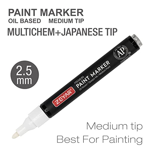 ZEYAR Permanent Oil-Based Paint Markers, Medium Point, Waterproof ink, Expert of Rock Painting, Great on Mug, Rock, Glass, Canvas, Metal and more (6 - WoodArtSupply