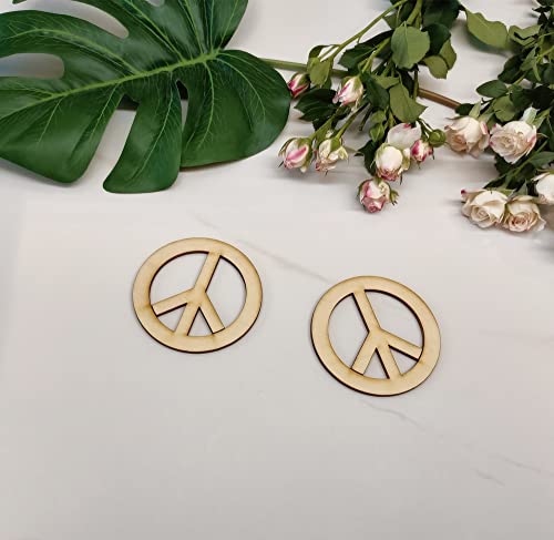 30pcs of Wood Peace Signs for Crafts,Unfinished Wood,Cutout Shapes,Wooden Cutouts,Peace Sign Cutouts (2'') RUIXUAN