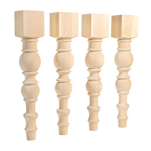 CAROLINA LEG CO. Modern Farmhouse Dining Table Legs - Unfinished - DIY Furniture - Turned Legs - Set of 4 - Dimensions: 5" x 29" CAROLINA LEG CO.