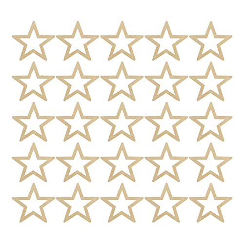 Wooden Stars Unfinished Hollow Natural Wood Slices DIY Craft Project Cutout Embellishments 25PCS Unfinished Wood - WoodArtSupply