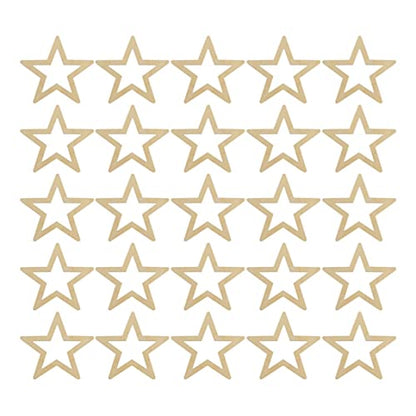 Wooden Stars Unfinished Hollow Natural Wood Slices DIY Craft Project Cutout Embellishments 25PCS Unfinished Wood - WoodArtSupply