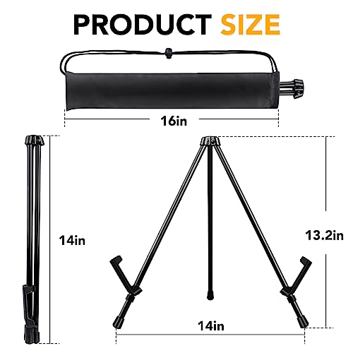 AROIC 14'' Tabletop Instant Display Easel, 6 pack Black Small Steel Portable & Adjustable Collapsible Table Tripod Easels Stand, for Canvas AROIC