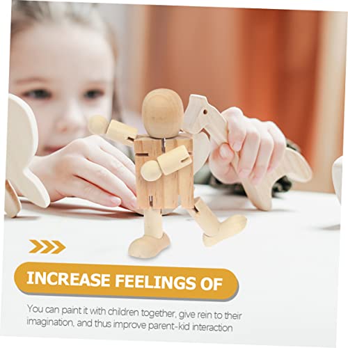 Kisangel 4pcs wooden robot adjustable wooden figure peg doll figures unfinished wooden peg doll wooden peg doll bodies unfinished peg dolls wooden Kisangel
