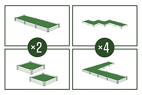 Vita Mezza 4 Foot x 4 Foot x 11 inch Cedar Wood Modular Garden Bed with Black Aluminum Posts, FSC, Woodgrain, Golden Brown, Pre-Stained, VT17703