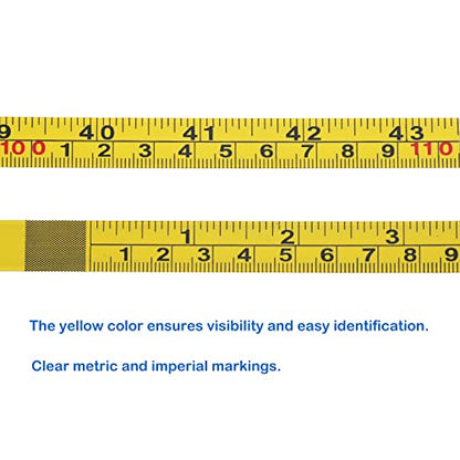 2 Pack Steel Self-Adhesive Measuring Tape, Imperial and Metric Scale Ruler Sticker, 44-Inch Left to Right Reading Tape Measure Sticker for Workbench, - WoodArtSupply