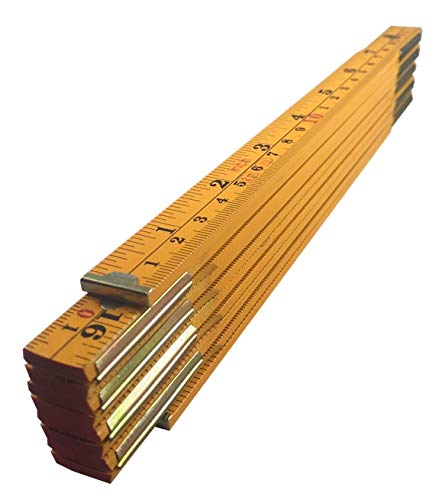 Binzer Folding Wooden Stick Ruler, Inch & Metric (6-foot-6-inch/2-Meter When Straight), Carpenters/General Use Binzer