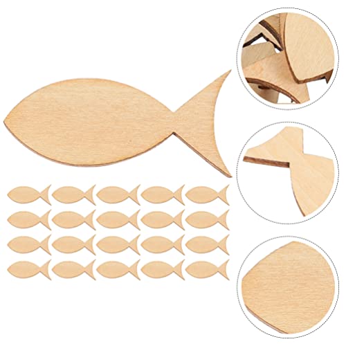 SEWACC 200pcs Unfinished Wood Fish Shapes Blank Wood Fish Cutouts Slices Pieces Tags Signs Embellishments for DIY Painting Crafts Hanging Decorations