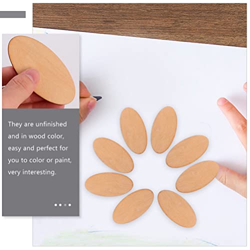 COHEALI 100pcs Oval Wood Chips DIY Unfinished Wood Oval Shaped Wood Cutout Wooden Oval Slices Oval Wood Slices Blank Wood Chip Blank Ornaments Oval - WoodArtSupply